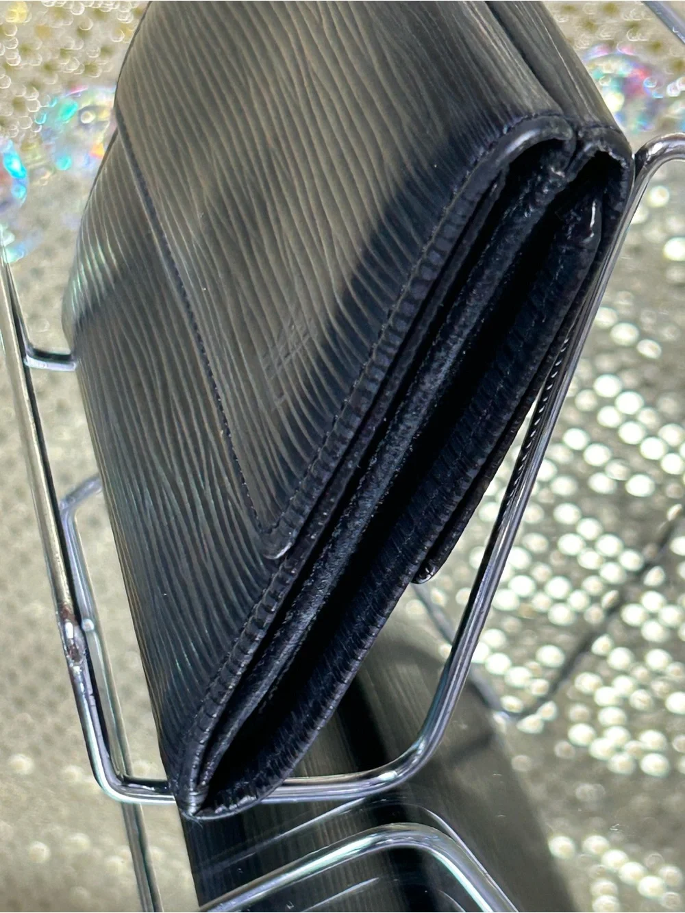 Louis Vuitton Black Epi Leather Wallet Approximately 4.5 x 5